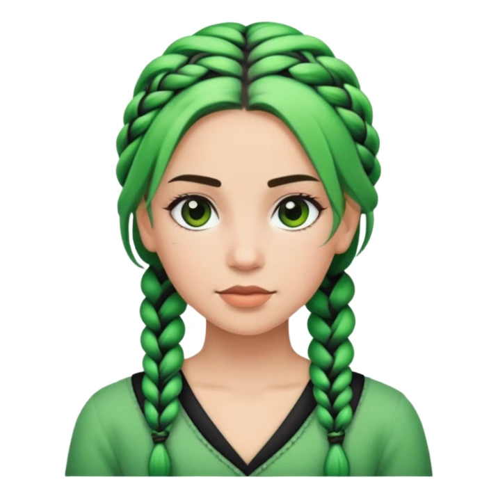 nữ, tóc tết lọn xanh lọn đen sticker