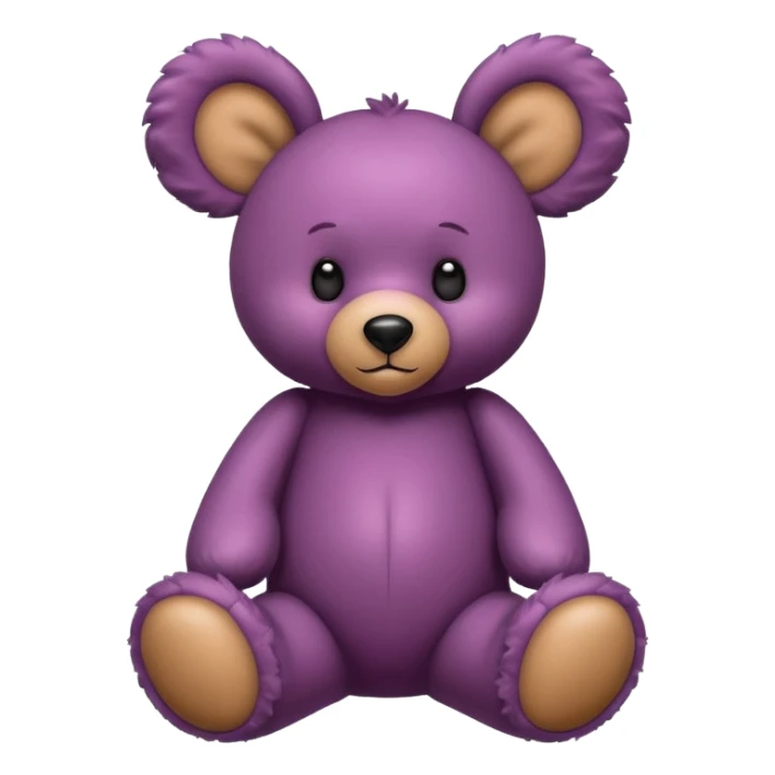 Isolated, incredibly large fluffy and intricately detailed digital illustration of the most incredibly adorable plum color teddy bear with big ears, one slightly floppy, figurine imaginable, toy style. sticker