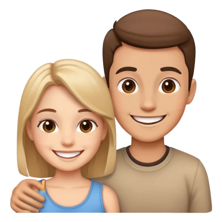 smiling girl with boy sticker