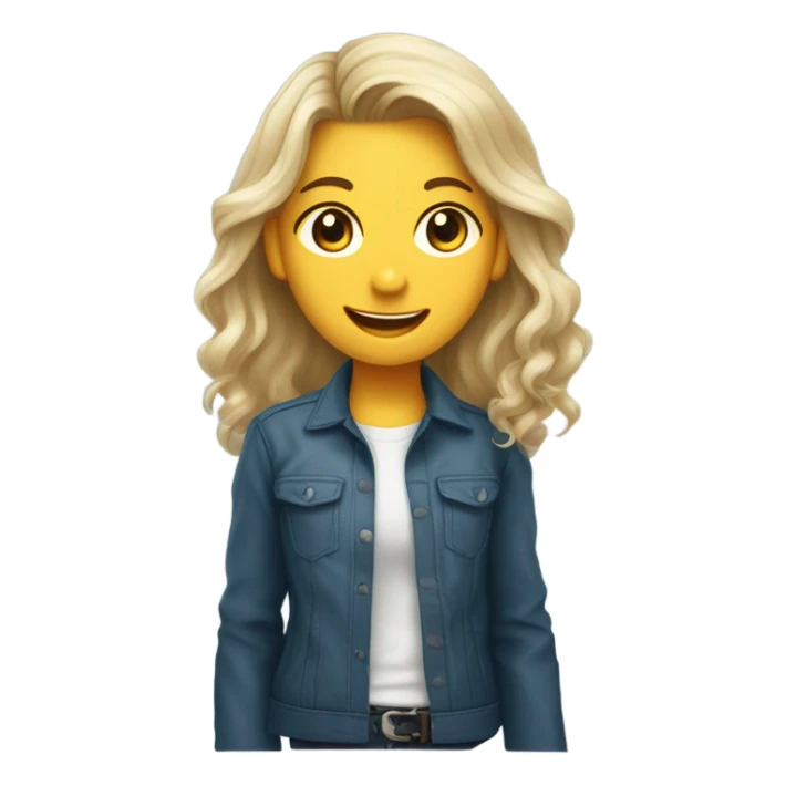 ragazza con capelli lisci di media lunghezza, biondo scuro, occhi azzurri con giacca e camicia sorrid sticker