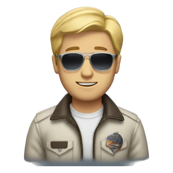 a guy with blond hair and aviator glasses. sticker