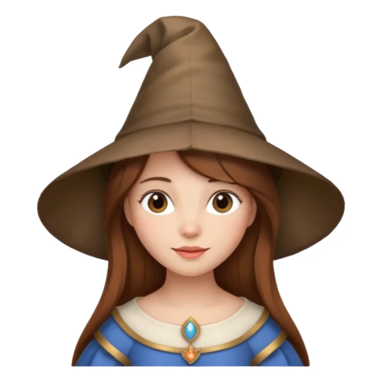 Medieval princess with cone hat and brown hair sticker
