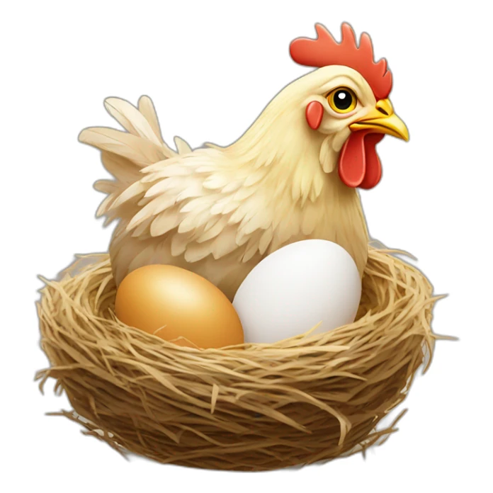chicken on a podiumr chicken eggs in a nest sticker