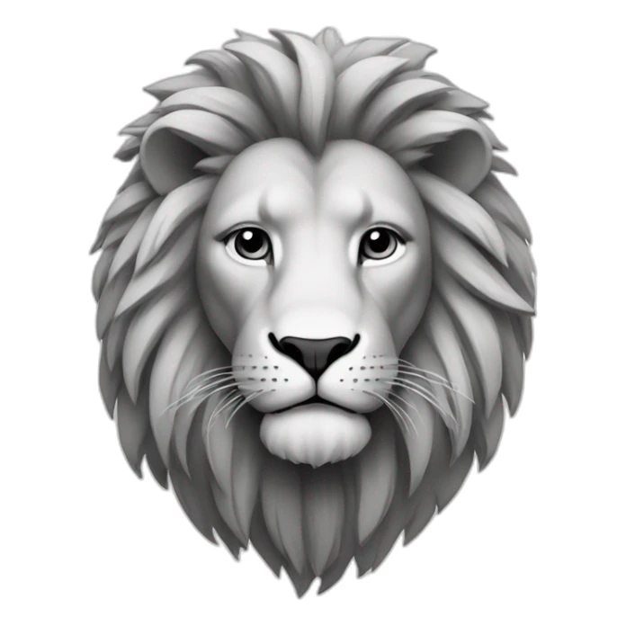 A complete lion in black and white with simple lines sticker