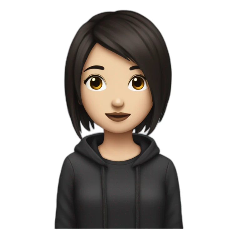 girl with dark brown short hair that is an emo sticker