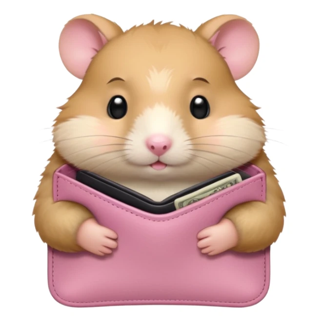 cartoon-style hamster melancholy expression opening his wallet to showcase nothing sticker