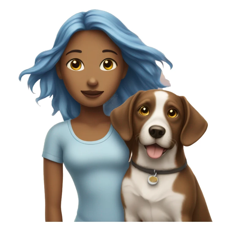 girl with dog under blue sky sticker