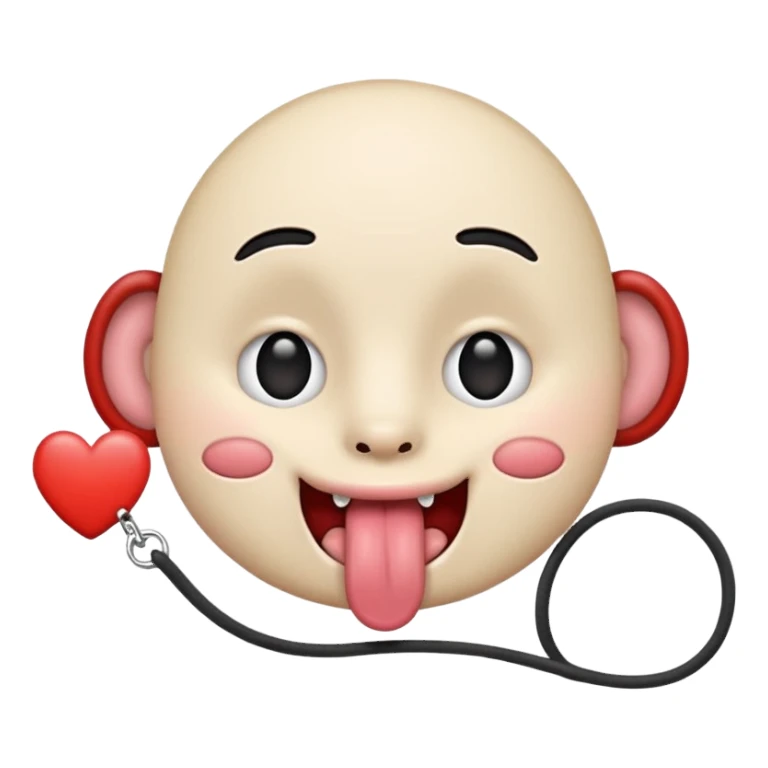 IOS heart eyes face with tongue out on leash sticker