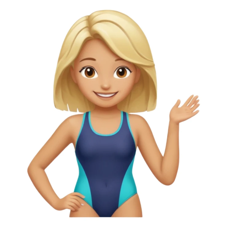 A cartoon girl in swimsuit sticker