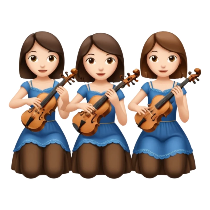 Create an imagine of three brunette women playing string instruments sticker