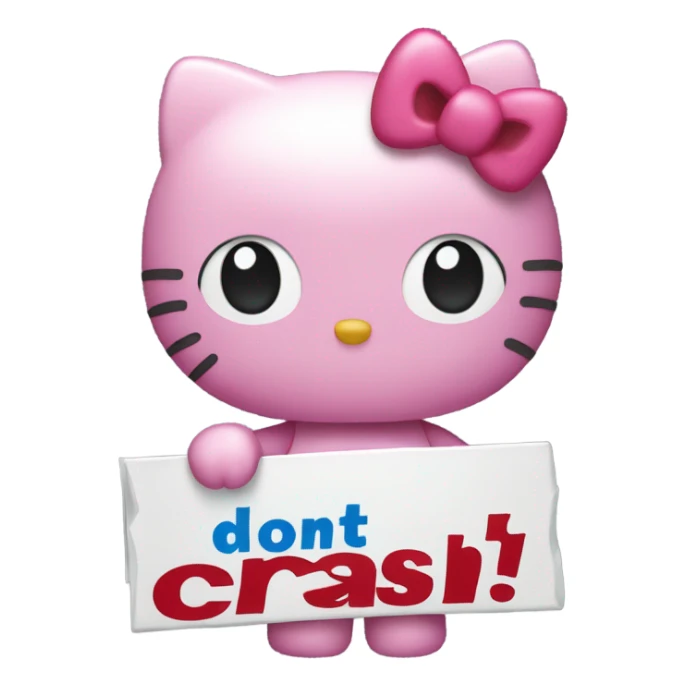 Hello kitty holding a sign that says “don’t crash out” sticker