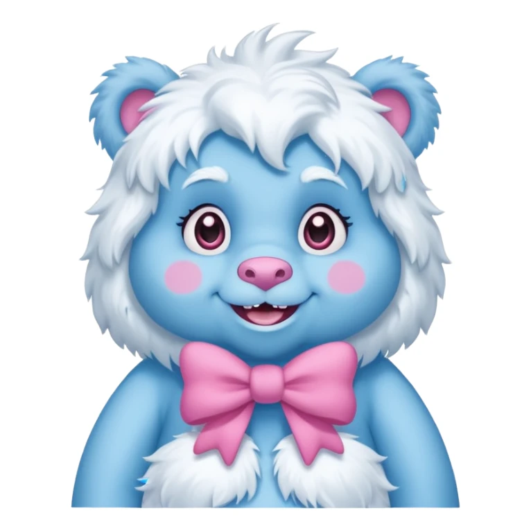 blue girl care bear yeti with bow sticker