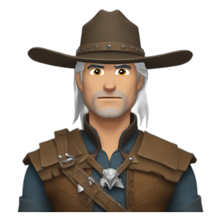 Geralt of Rivia with cowboy hat sticker