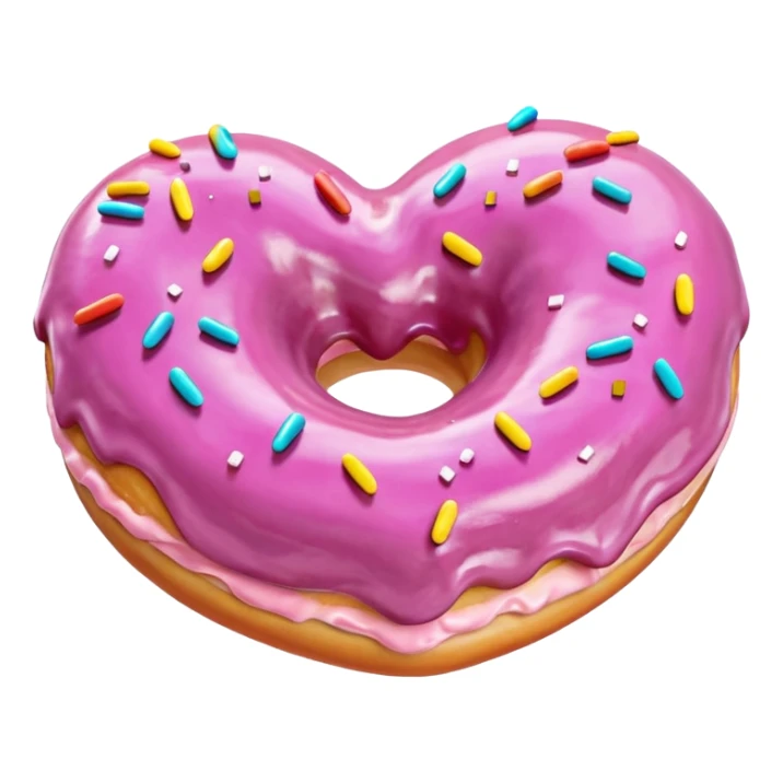 Realistic isolated heart shaped donut with mauve frosting. sticker