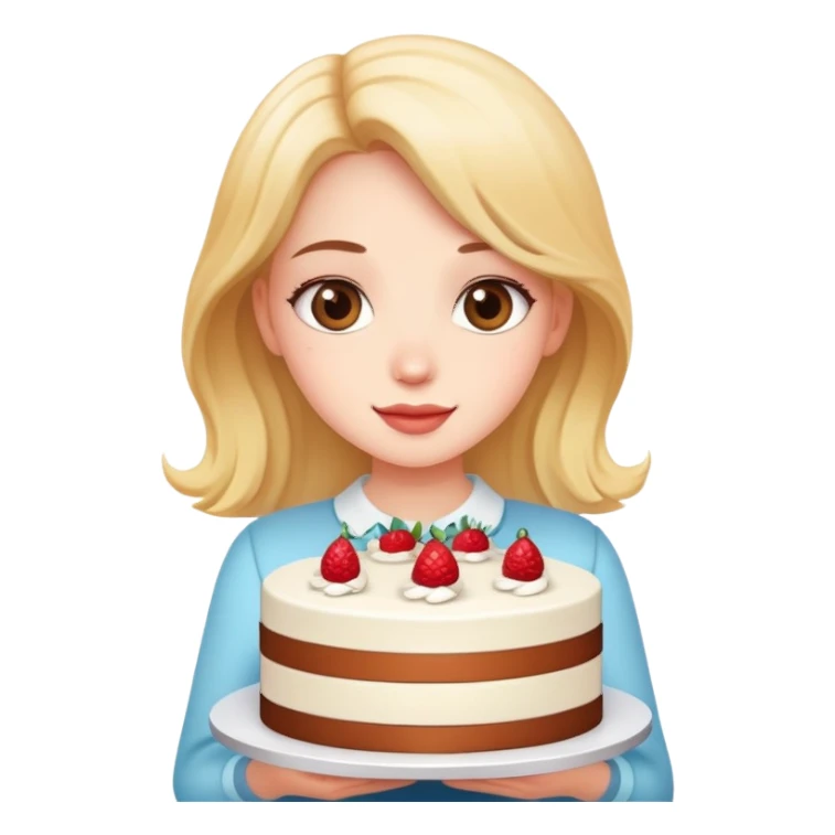 Beautiful girl holding a big cake in both hands sticker