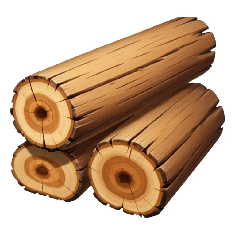 two logs, one propped up sideways on the bottom log, with a sparkle in the foreground. the log should not have a hole in the center. two logs only. sticker