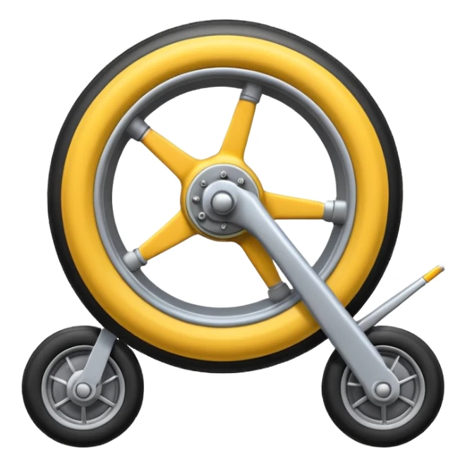 Emoji-style aircraft landing gear with a single wheel and strut, simplified design, clean lines, cartoon-like, isolated on white background, minimal shading sticker