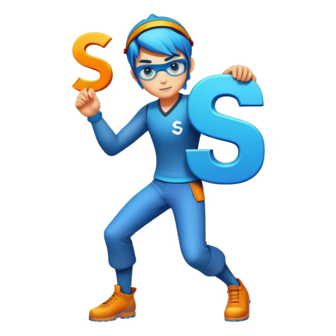 Cool gaming character avatar with letter S sticker