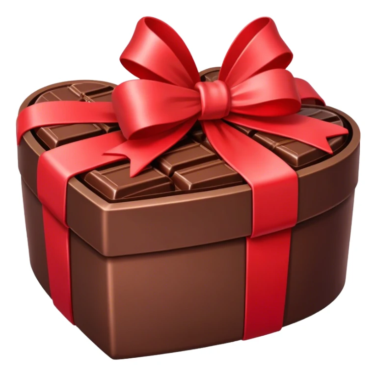 A heart box of chocolate wrapped in a bow sticker