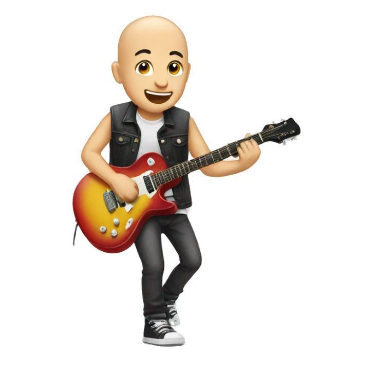 bald boy rocking out guitar sticker
