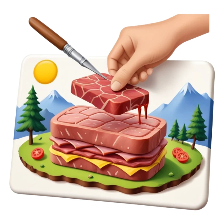 artist painting a SPAM meat landscape  sticker