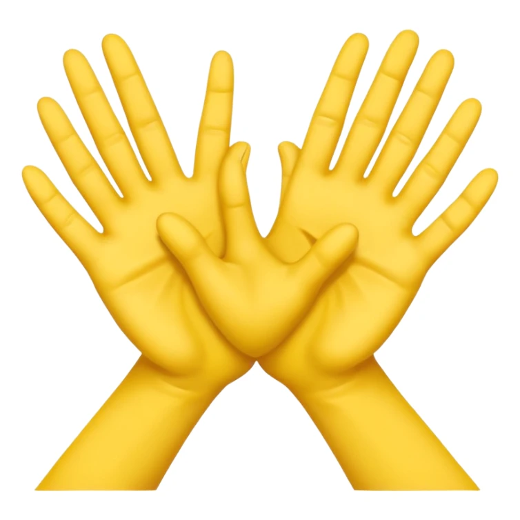 a pair of yellow hands crossed in an X on the chest, minimal shading, expressive of appreciation sticker
