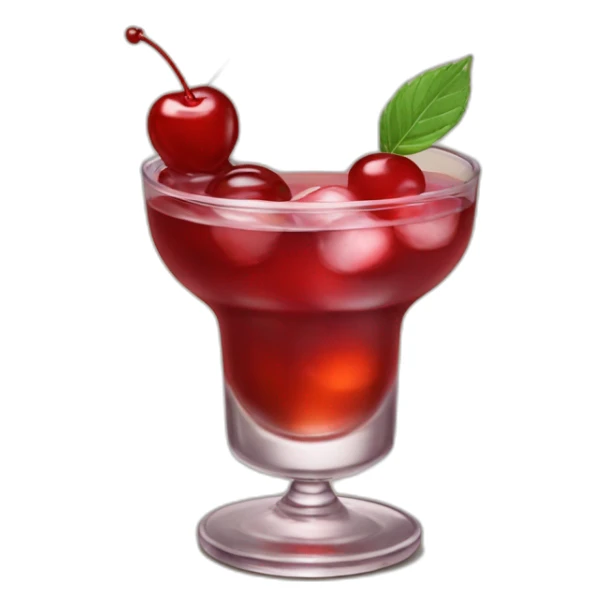Manhattan cocktail in a nick and Nora with a maraschino cherry sticker