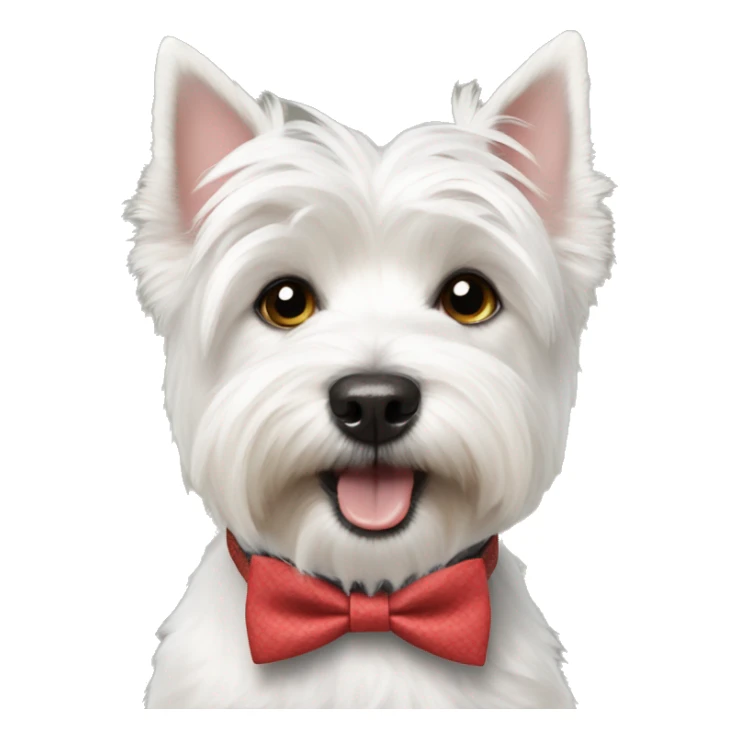 Westie dog wearing a bow tie sticker
