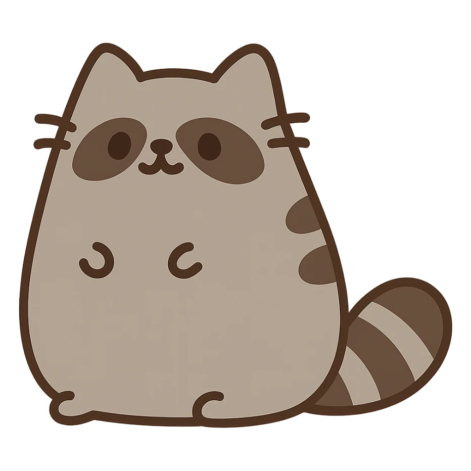 pusheen-style raccoon  sticker
