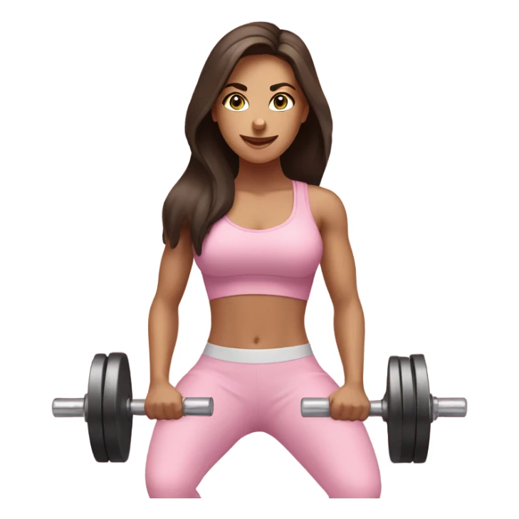 Pretty Brunette women squatting with dumbbells in light pink sticker
