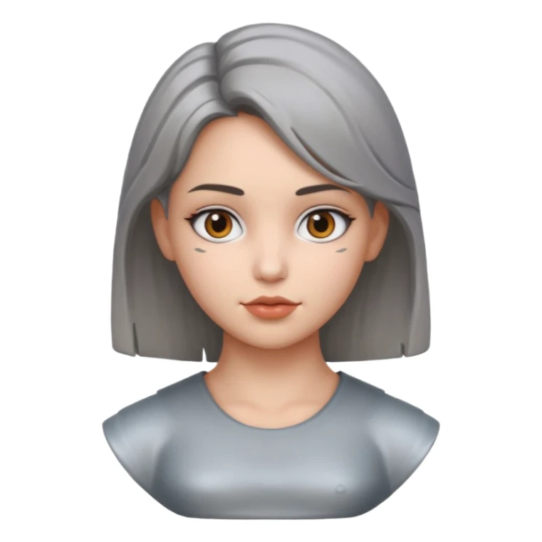 gray metal painted girl bust face included sticker