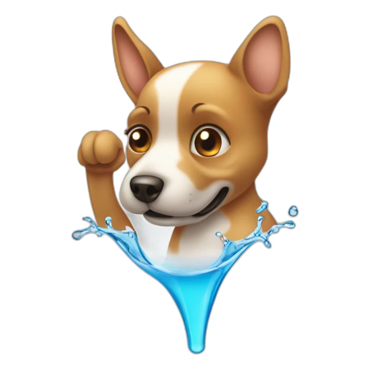 One dog ear isolated with lotion bottle dropping a water drop sticker