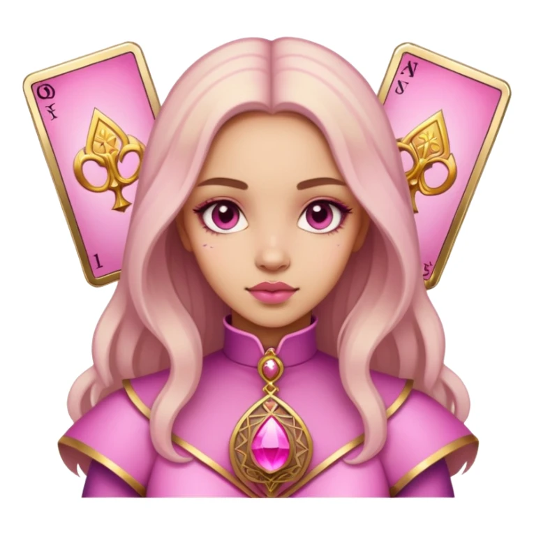girl with pink pink tarot gold cards sticker