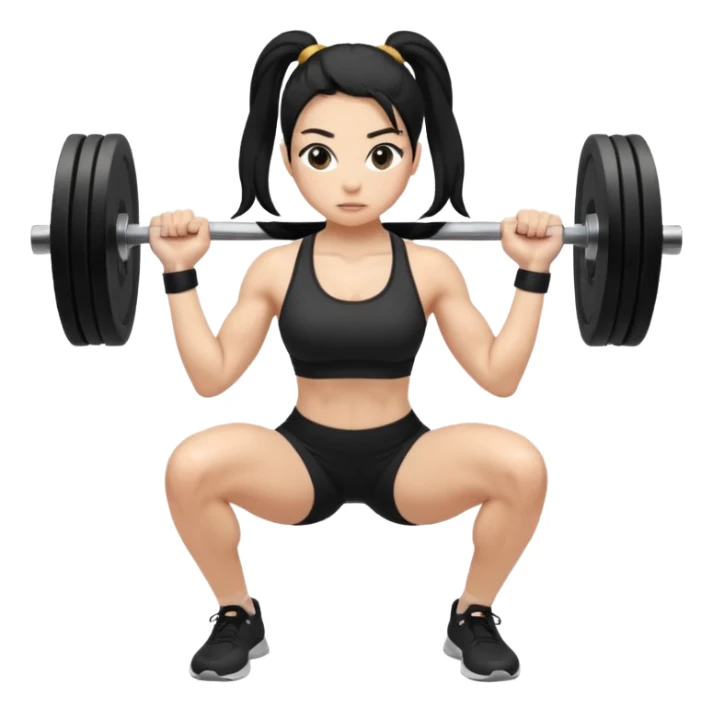 Women with long black ponytail doing a squat with no weights sticker