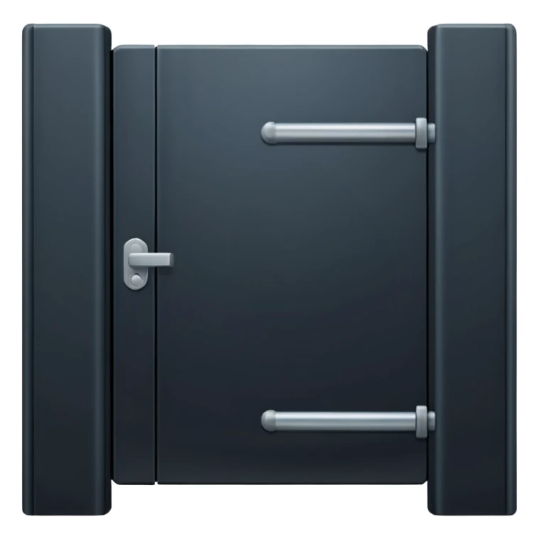 iOS emoji, minimal dark gate, sealed door, flat design sticker