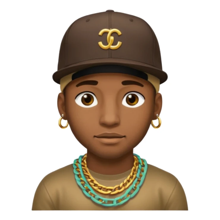 black guy with golden chains flesh tunnels and a snapback cap sticker