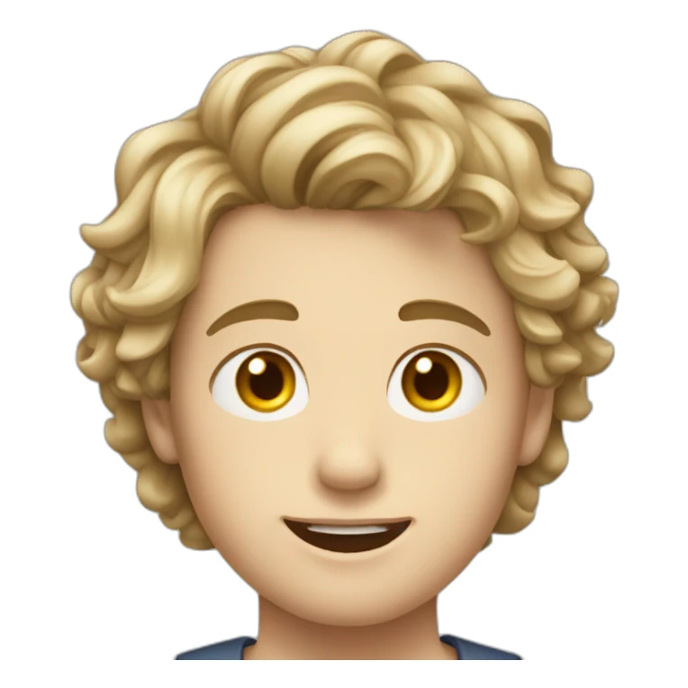 a boy have 13 years old have a wavy hair and white skin sticker