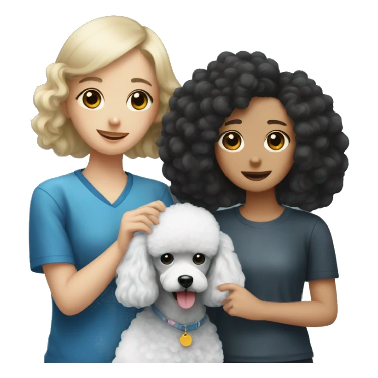 Balck poodle with korean girl sticker