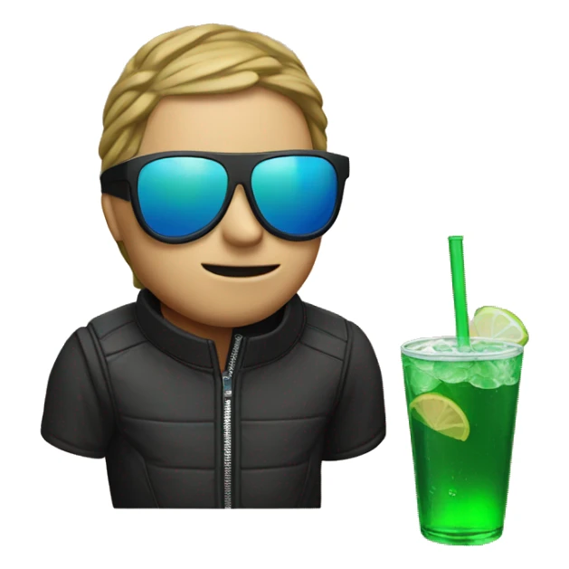 white man with ski mask and shades drinking sprite sticker