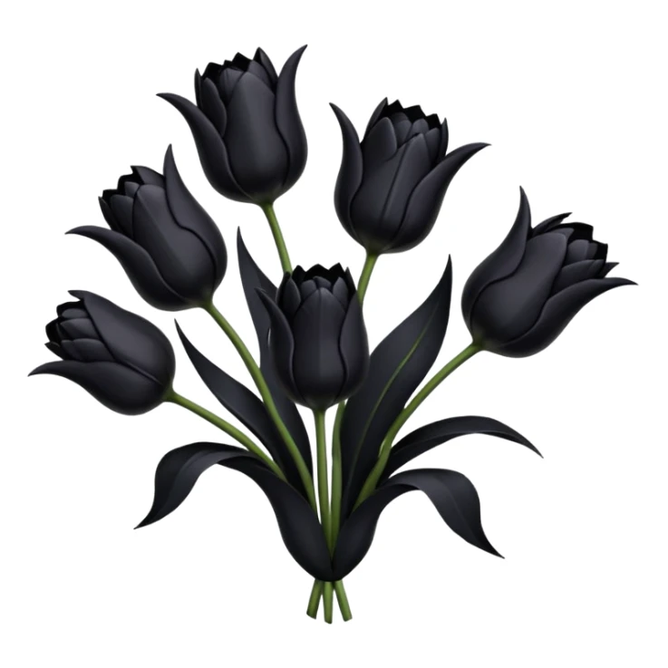 goth tulip bouquet with black tulips and bat flying above sticker