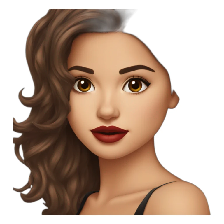 selena-gomez-brown-hair-lipstick sticker