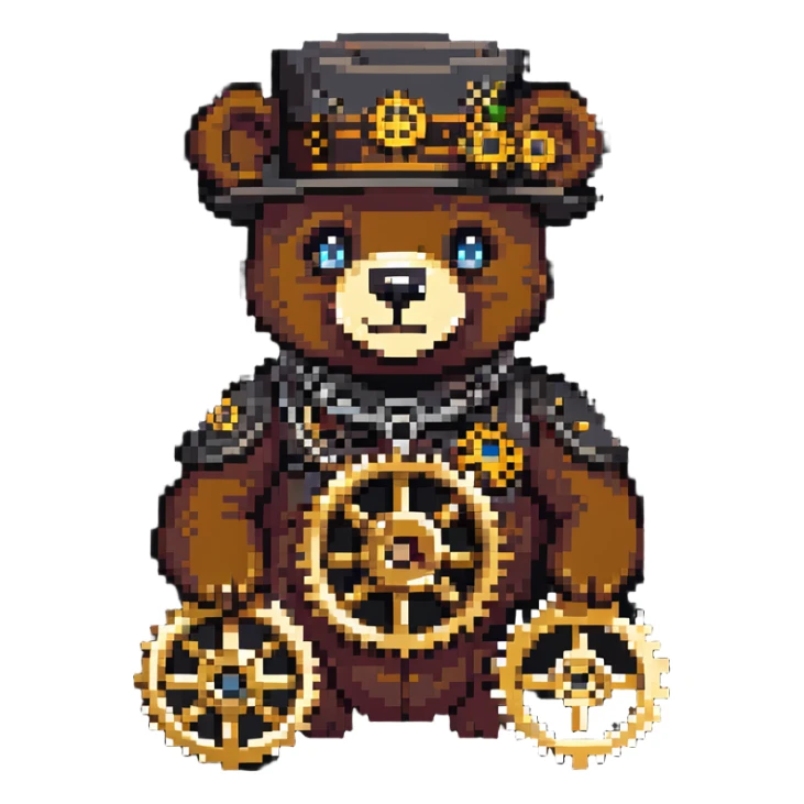 Steampunk Freddy bear with brass and gears sticker