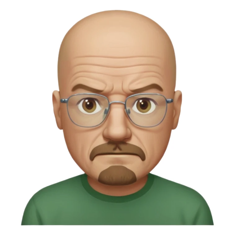 Draw Walter White in glasses, bald head, goatee beard, green shirt & serious expression. sticker