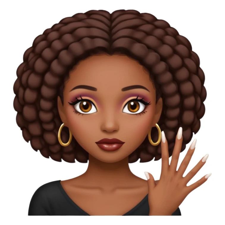 face girl with nails and cute make up black girl sticker