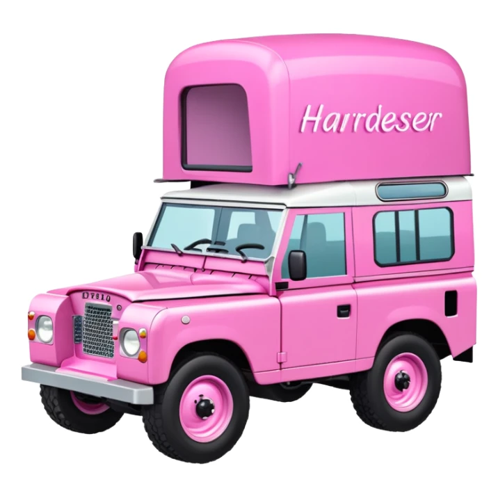 Pink Land Rover with hairdresser written on side  sticker