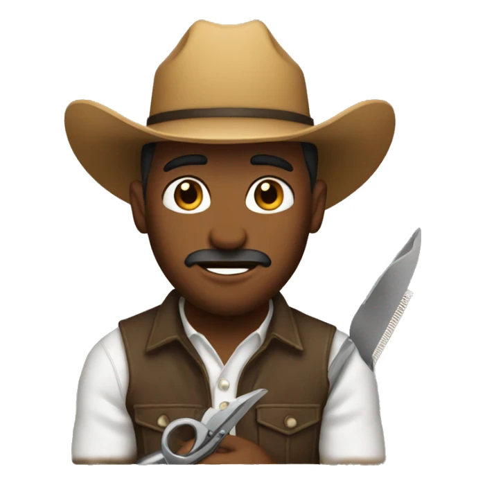 Cowboy cutting hair  sticker