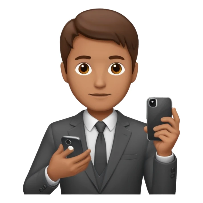 Mach mir einen Trader an der Wallstreet mit anzug und braunen haaren mit einenm handy in der han sticker