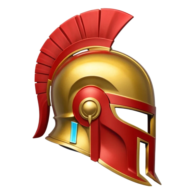 Side view of a gold and red Spartan helment sticker