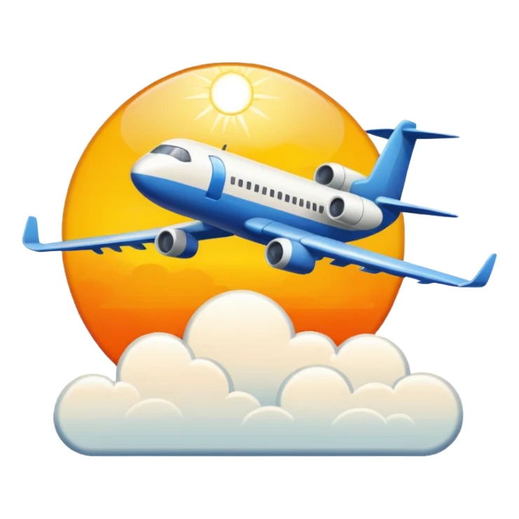 Crée un emoji en pixel art combinant 🛫 (avion au décollage) et 🌤️ (soleil derrière un nuage).
Style : rétro pixel art, résolution 32x32 pixels.
Format : PNG avec fond transparent. sticker