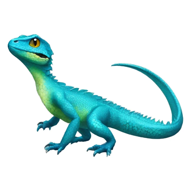 Cyan Shiny Lizard-Reptile-Raptor-Fakémon with dark-blue patterns Full Body sticker